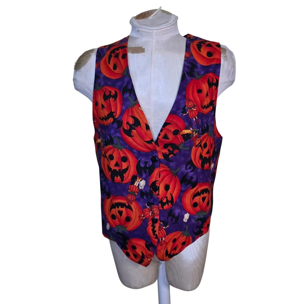 Charlotte Halloween Vest Jack O Lantern Pumpkins Made in USA Size OS